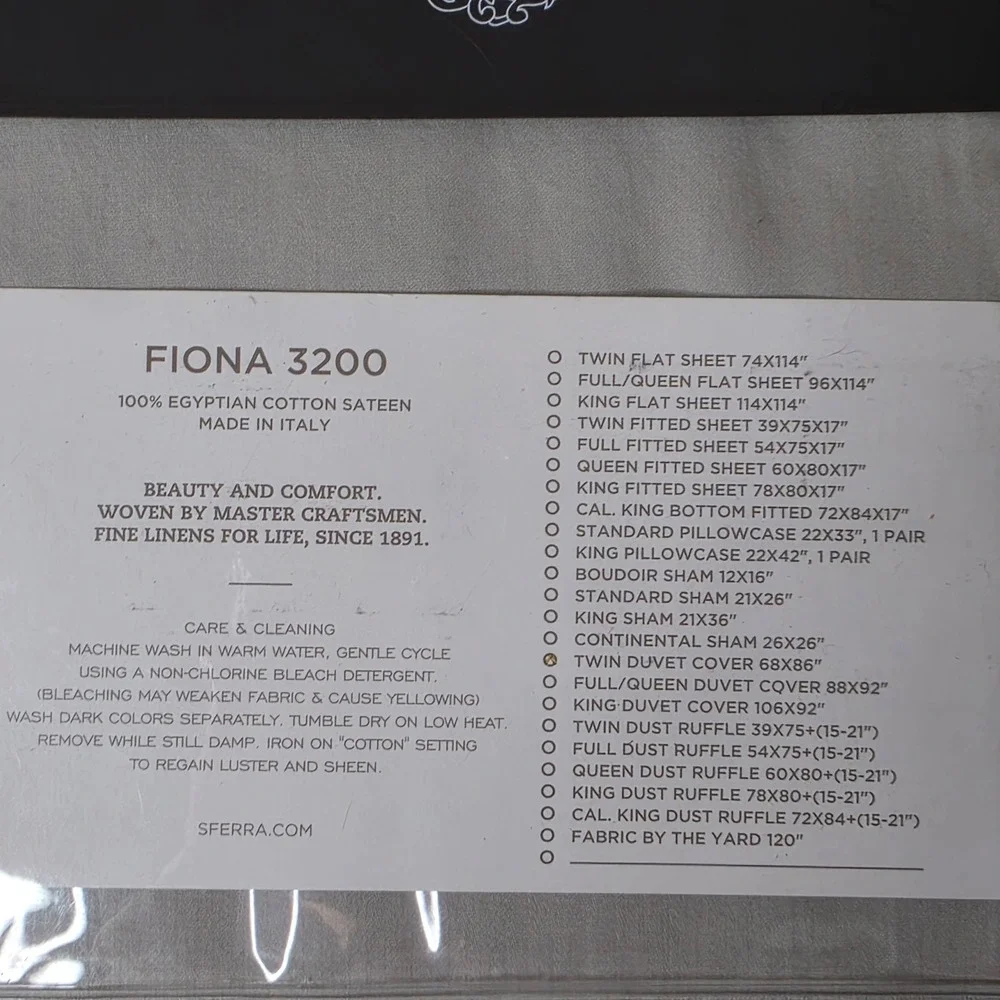 SFERRA Fiona 3200 Twin Duvet Cover‎ with Standard Pillow Sham Gray Made in Italy